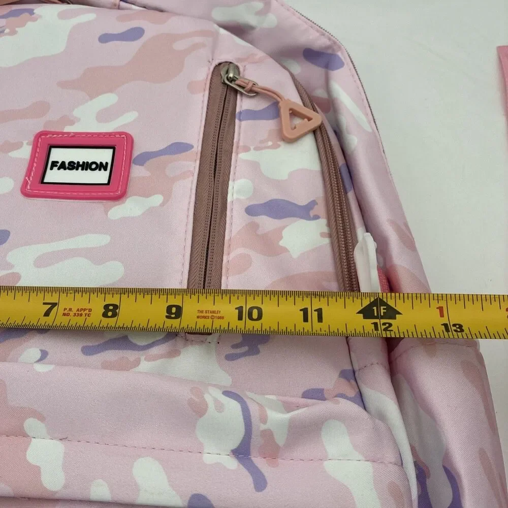 camolauge pink back pack with lunch bag&pencil case nylon large capacity school
